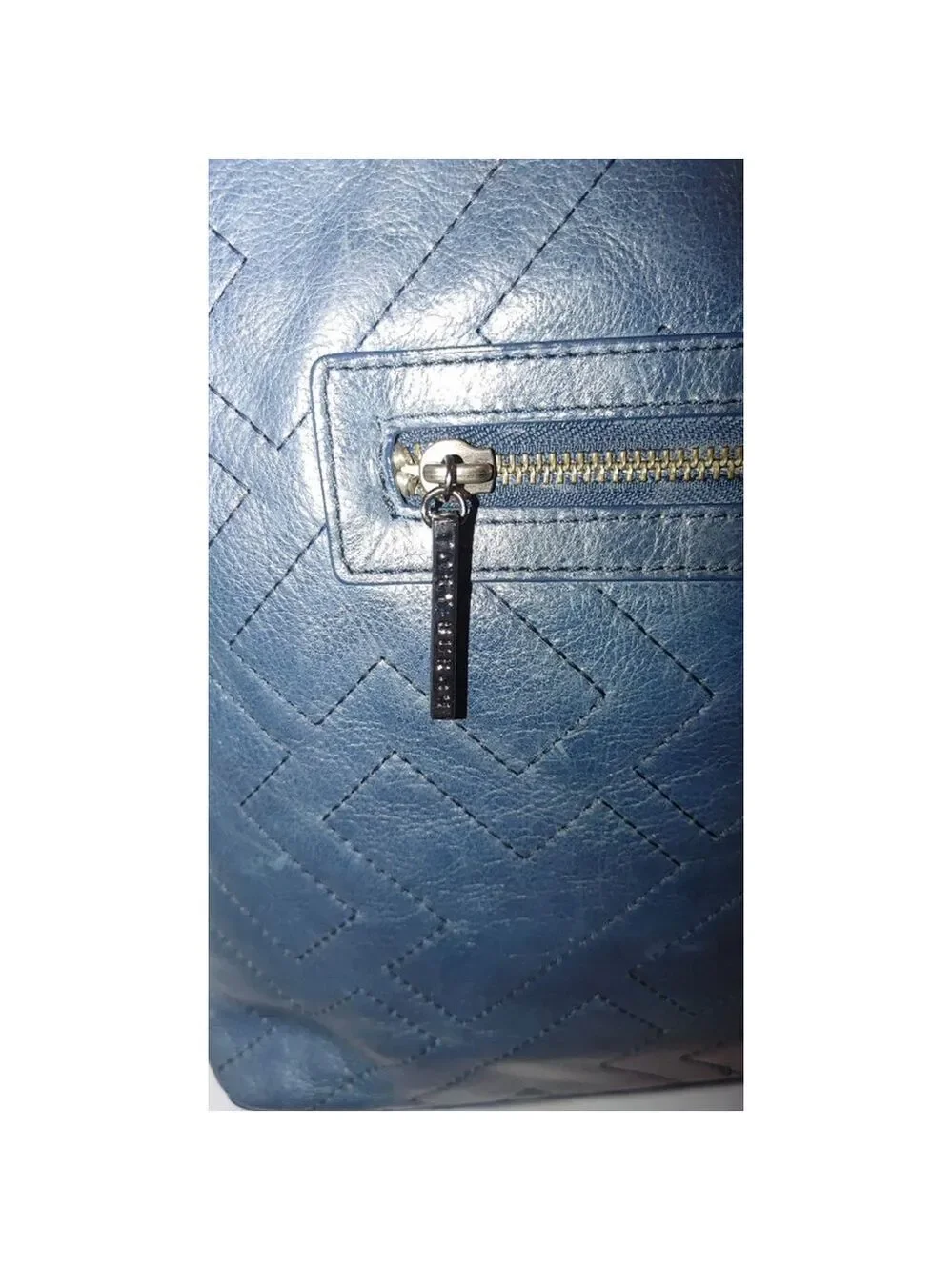 Tory Burch T Monogram Quilted Leather Bag in Blue Slate
